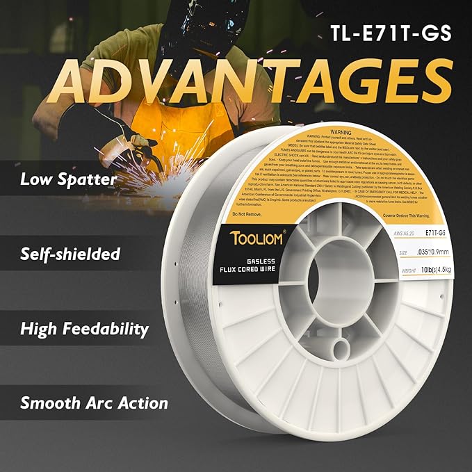TOOLIOM E71T-GS .035" Diameter 10-Pound Spool Flux Core Self-shielded Carbon Steel MIG Welding Wire