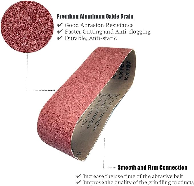 3 x 18 Inch Sanding Belts | 60 Grit Aluminum Oxide Sanding Belt | Premium Abrasive Paper for Portable Belt Sander 3x18, 24 Pack (3x18in,60 Grit)