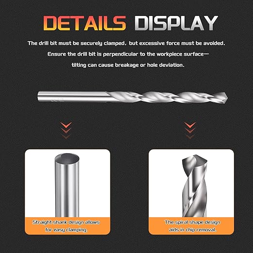 Drill Bit, 3/16" Cutting Diameter, 4241 HSS 118° Cutting Angle Uncoated Bright Versatile Jobber Bits - (Applications: for Drilling Plastic Wood Soft Metal), 12-Pieces