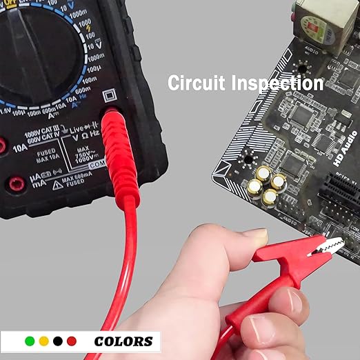 Multimeter Banana Plug to Crocodile Alligator Clip Test Probe, 4PCS 4mm Banana Plug to Alligator Clip Test Probe Lead Wire Cable，for Alligator Clip Test Probe Cable for multimeter3.28ft(X-Y 16A 4S).