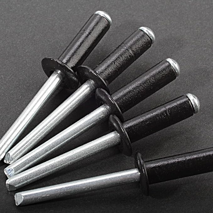 Linkup 330pcs pack 1/8" x 5/16" Black pop blind Rivets, 3.2mm x 8mm Black pop rivets,Aluminum Body Steel Mandrel Rivets (Black),Dome Head aluminum rivets