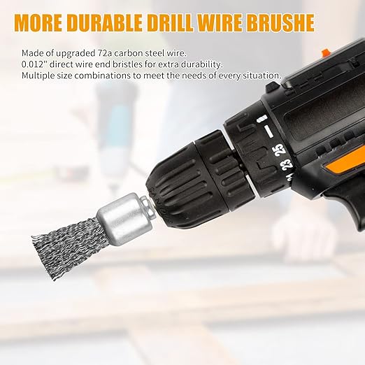 18 Pack Wire End Brush Set, Wire Brush for Drill ,6 Sizes 0.012"Crimped Wire Wheel for Drill 1/4 Inch Shank, for Drill Attachment
