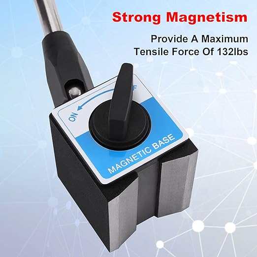 FITNATE Metal Magnetic Base,Magnetic Base Flexible and Strong Magnetic Stand for 3/8 inches Digital Dial Test Indicator Gauge 132lbs Max Pull