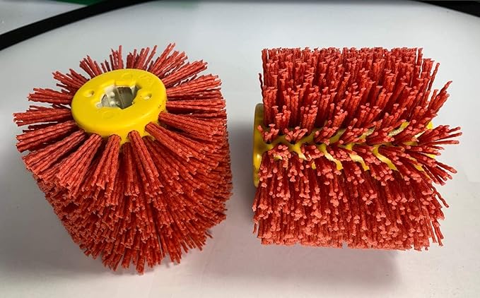 Signi Abrasive Nylon Drawing Wheel Drum Burnishing Brush for Wood polishing 1 Pack (60 Grrit, Red Color Nylon)