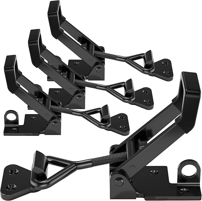 4Pack Heavy Duty Toggle Clamp Latch,4003 Style 1320lbs Capacity Pull Clamp Black Adjustable Quick Release Hasp Clamps for Smoker Cabinet Boxes Case Trunk Jig,Metal Toggle Latch Catch Set