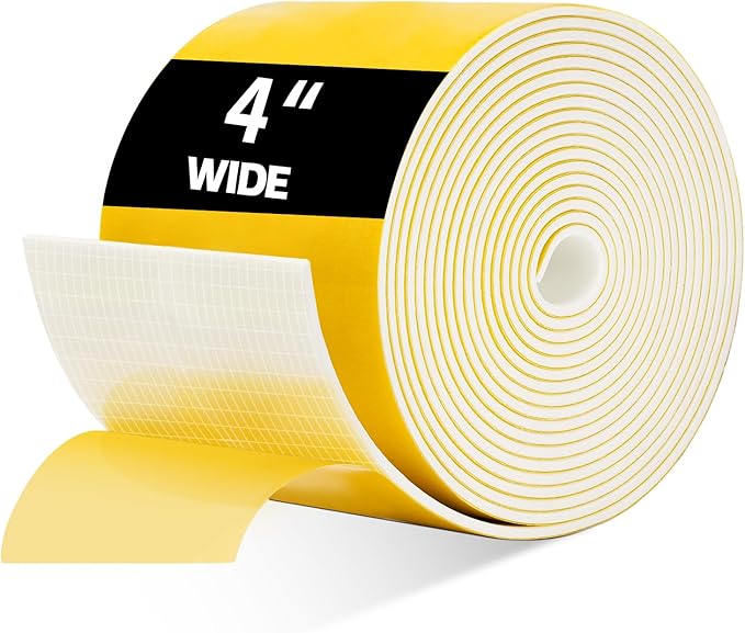 Pipe Insulation Tape, Pipe Wrap Insulation Foam Tape Self Adhesive, Outdoor Water Pipe Insulation Roll for HVAC, AC Line Insulation, 4 inch x 16.5 FT Heat Tape for Water Pipe, White
