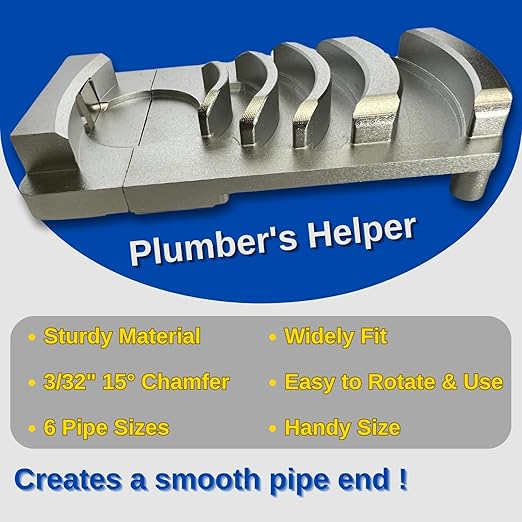 Deburring Tool for Plastic Pipe, Professional PVC Pipe Deburring & Chamfer Tool for 6 Sizes (1-1/4 to 4-Inch) with Sharp Blade - Plastic Pipe Reamer for Smooth Edges and Enhanced Adhesion