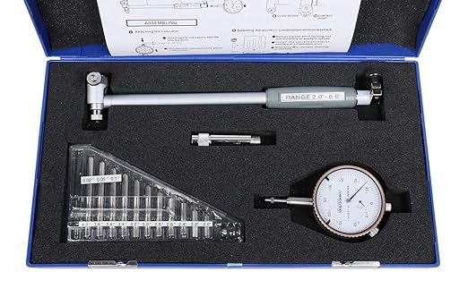 Accusize Industrial Tools 2-6'' by 0.0005'' Dial Bore Gage, Stem Length 6'', Ee20-5006