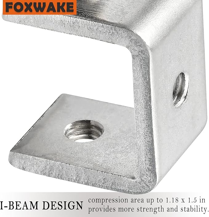Stainless Steel C Clamps Small 1 1/2 Inch for Mounting, Heavy Duty U Clamps for Metal Working, Mini Desk Clamp with Stable Wide Jaw Opening & Protective Pads/I-Beam Design (2pcs)