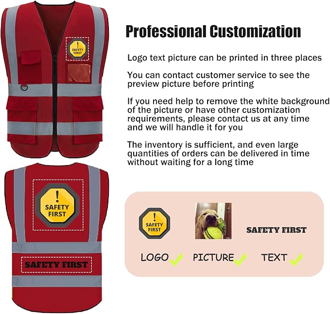 BeautyWill Custom Safety Vest Logo Class 2 High Visibility Reflevtive Vest Outdoor Protective Workwear