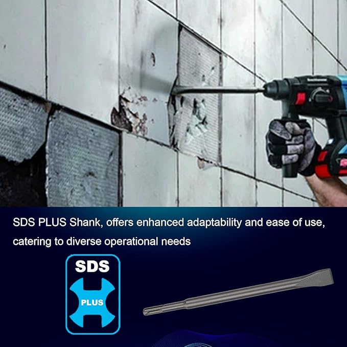 16 Inch SDS Plus Chisel, 3/4 Inch Flat Chisel, Ideal for Concrete Demolition, Tile Removal Tool for SDS Plus Hammer Drill Attachment