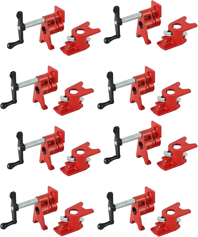3/4" Wood Gluing Pipe Clamp Set | Professional Woodworking and Metalworking Clamps Tools with Unique Foot Design for Frame Assembly, Quick Release and Precision Gluing (8Pack，3/4")