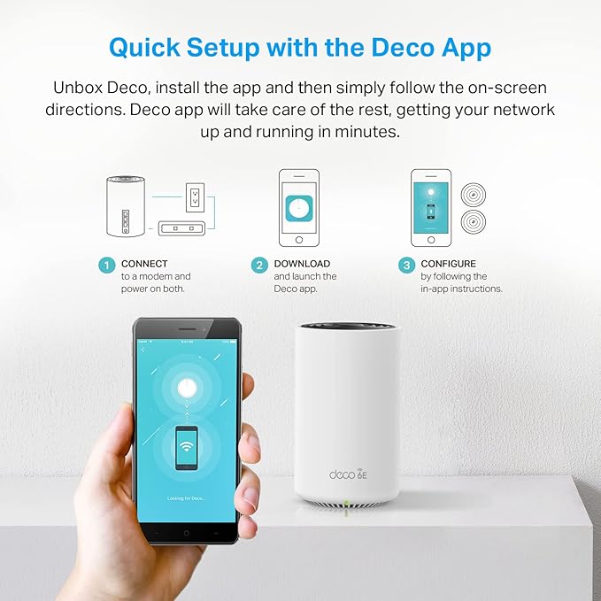 TP-Link Deco XE75 Pro AXE5400 Tri-Band WiFi 6E Mesh System - 2.5G WAN/LAN Port, Covers up to 7200 Sq.Ft, Replaces WiFi Router and Extender, AI-Driven Mesh, 6GHz Band, 3-Pack