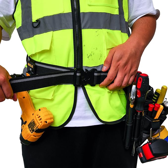 MELOTOUGH Quick Release Work Belt 1.5 Inch Web Work Tool Belt with Heavy Duty Metal Buckle for Tool Pouch, Construction, Electrical (Grey)
