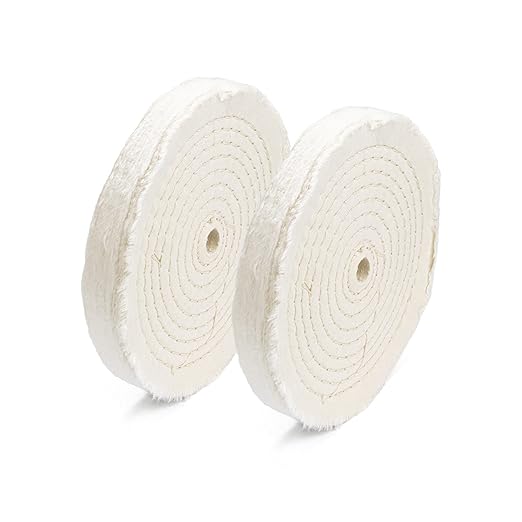 ENKAY - 8" Extra Thick Spiral Sewn Buffing Wheels (2 Pack) for Polishing Metal and More, for Use with Polishing Compounds, Buffing Machines & Bench Grinders (80 Ply Each)