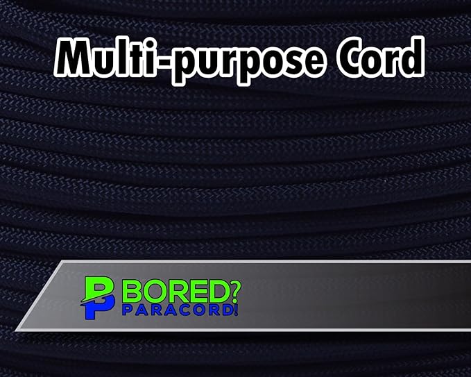 BORED? PARACORD! 550 lb Paracord - Ideal for Crafting, Camping, DIY Projects, Active & Military Outdoors - Strong Survival Rope - Tactical Parachute Cord Type III - Black 100 Feet