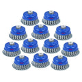 SALI 12 Pack Wire Cup Brush, 4 Inch Twisted Knotted Cup Brush for Grinders, with 5/8-11 Inch Arbor for Heavy Cleaning Rust, Stripping and Abrasive, for Angle Grinder