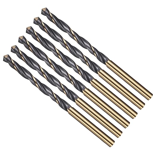 Drill Bit, 5mm Cutting Diameter, 4341 HSS Gold and Black 118° Cutting Angle Number Jobber Bits - (Applications: for Drilling Soft Metal Plastic Wood), 6-Pieces