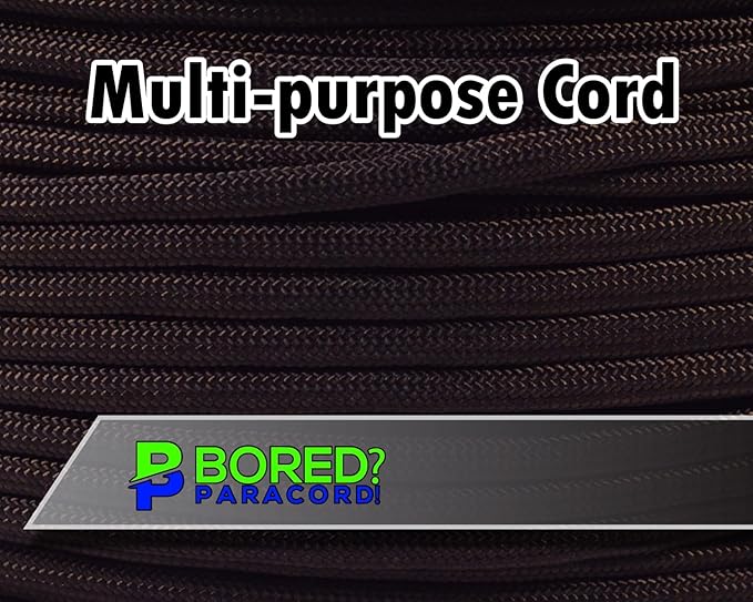 BORED? PARACORD! 550 lb Paracord - Ideal for Crafting, Camping, DIY Projects, Active & Military Outdoors - Strong Survival Rope - Tactical Parachute Cord Type III - Walnut 50 Feet