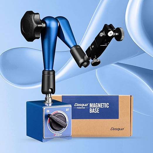 Dasqua Industrial-Strength Magnetic Base Indicator Holder with Fine Adjustment, Heavy Duty dial gage Holder with Swivel clamp, 176lb/80kg Max Pull