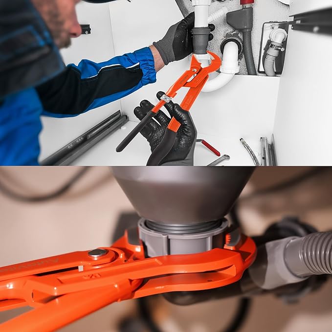 17-Inch Swedish Pipe Wrench, Heavy Duty Adjustable Plumbing Wrench with 45°Angled Jaw for All Types of Nuts, Water Pipes