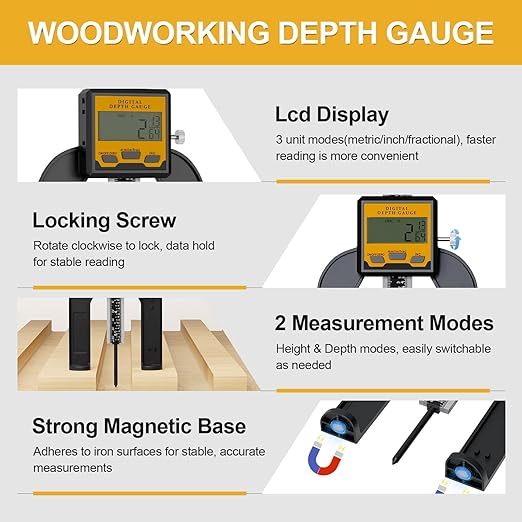 200 mm/8inch Digital Display Angle Ruler, Digital Angle Finder with Electronic Laser(Laser Output Power: 1 mW, Laser Class: I) and Digital Depth Gauge, for Woodworking, Home Renovation