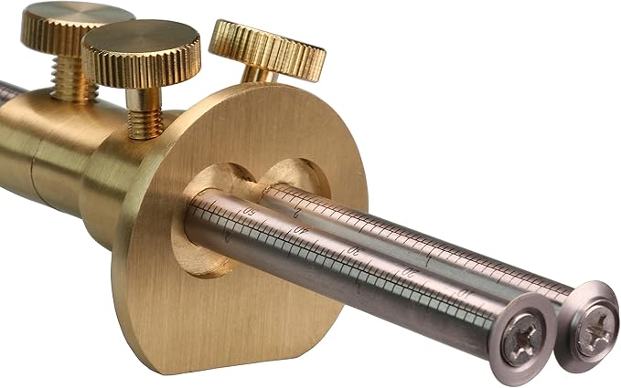 Double blade Wheel Marking Gauge Kit with 2 Extra Cutter Wheels and Screws, Small Anti Roll Brass Head, Metric Micro Adjuster Ruler, Woodworking Tools Scriber for Woodworking