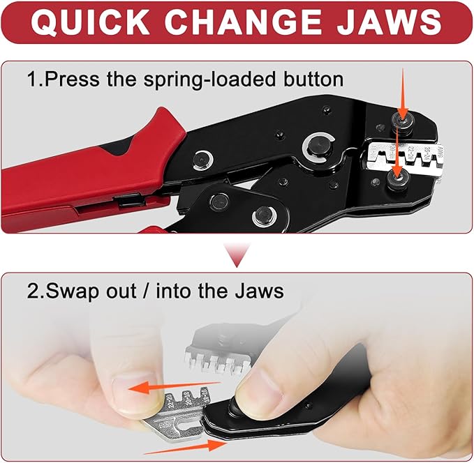 Terminal Crimping Tool and Multi-Purpose Wire Stripper Kit - Multiple jaw sizes, ratcheting design, Wire Crimper Tool - Ideal for mc4 crimping, wiring, repair electrical