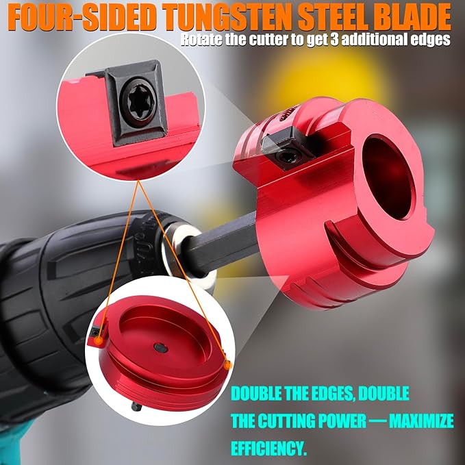 Double-Blade PVC Pipe Reamer Kit (1/2" to 4") 8PCS into Standard 1/2" Drills - Fits PVC, SCH40, ABS, CPVC
