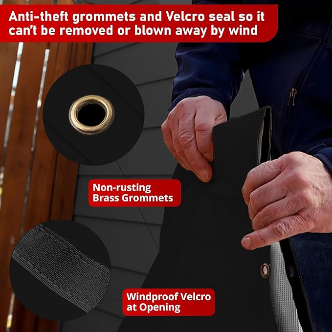 Redford Supply Co. Cold Snap (5°F) Backflow Preventer Insulation Cover, 14"W x 18"H, Pipe Insulation, Water Sprinkler Covers for Outside, Sprinkler Backflow Cover for Winter, Well Pump Bag (Black)