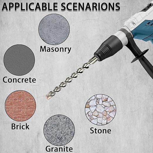 Direko SDS Plus Rotary Hammer Drill Bits 5-Piece Carbide-Tipped for Masonry，Concrete,Brick Granite etc (HD-A1/2 x12-5)