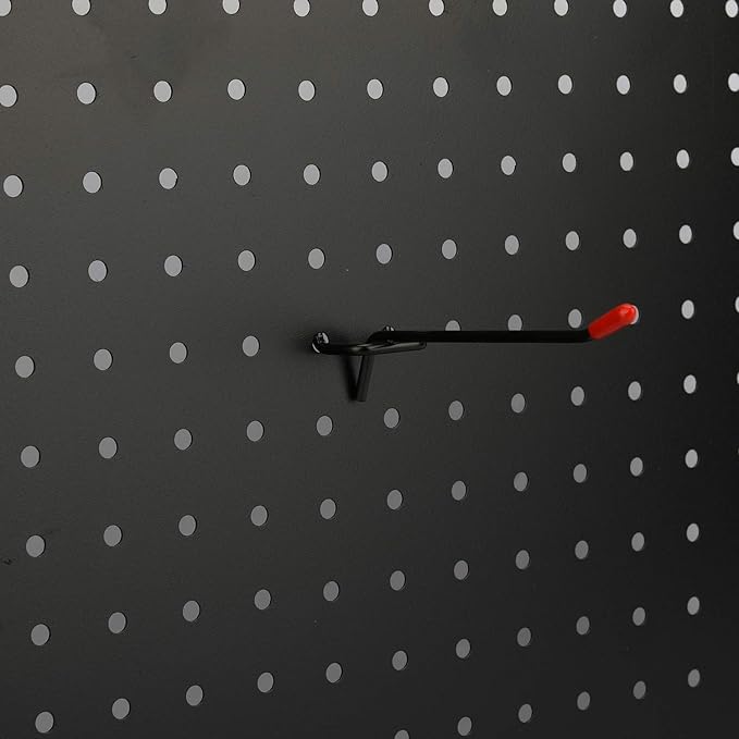 Black E-Coat Steel 4-Inch Pegboard Hooks Hanger Organizer Assortment with Red Cap, 50-Piece