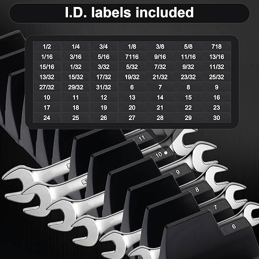80 Pcs Modular Wrench Organizer - Tool Magnetic Customizable Wrench Holder for Tool Box Widget,Wrench Rack for Tool Drawer Storage,Extension Cord Holder Organizer Inksilvereye (Black)