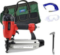 Pnumatic Finish Nailer,16Gauge nail Gun Acepts 3/4 Inch up to 2-1/2 Inch finish Nails.Brad Nailer Gun Can Hit Hardwood Ideal for Upholstery (Include 6m Air tube,1*Nail puller & Portable Bag)