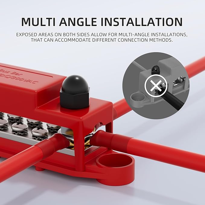 Bus Bar 12V 275A Power Distribution Block 2 x 3/8" (M10) Terminal Studs and 10 x #10 Screws Terminals Positive and Ground Battery BusBar