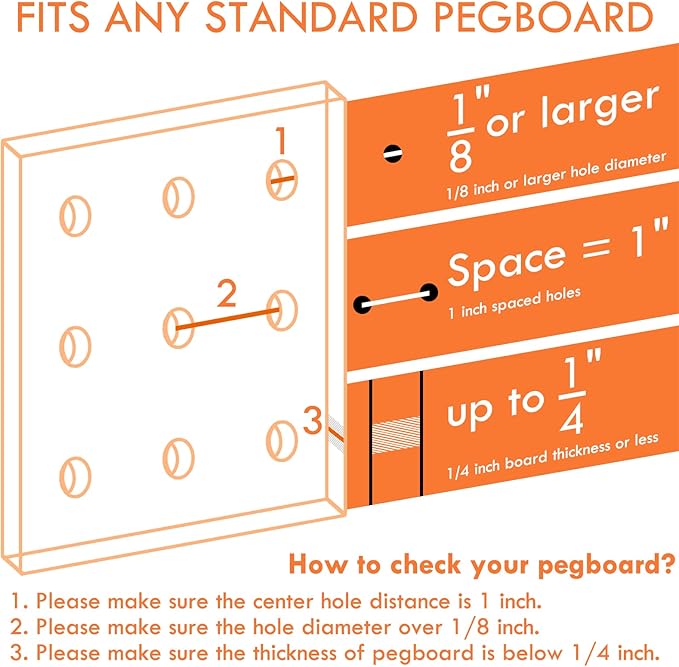 G.CORE Pegboard Organizer Accessories 18 Pack, Peg Board Hooks Assortment Organizer Accessory, Various Tools Storage Arrange System Kit for Garage Craft Workshop Workbench Hobby Office