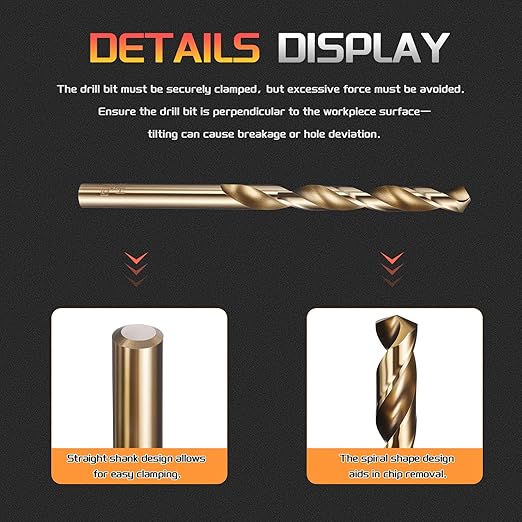 Drill Bit, 15/64" Cutting Diameter (5.953mm), 4241 HSS Gold 118° Cutting Angle Versatile Jobber Bits - (Applications: for Drilling Plastic Wood Soft Thin Metal), 12-Pieces