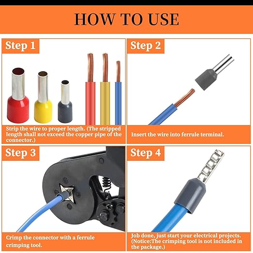 1800pcs Wire Ferrules Kit, AWG 22-7 Ferrule Crimping Kit Terminal Connector Wire Insulated Cord Pin Ends Terminals for Electric, Industrial