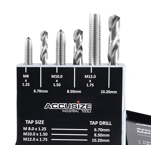 Accusize Industrial Tools Metric 18 Pc H.S.S. Tap and Drill Set, 5 Sets, 0001-0052x5