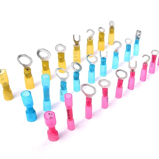 Nilight - 50006R 135 PCS Heat Shrink Wire Connectors - Electrical Terminals Kit - Marine Automotive Crimp Connector Assortment - Ring Fork Hook Spade Butt Splices, 2 Years Warranty