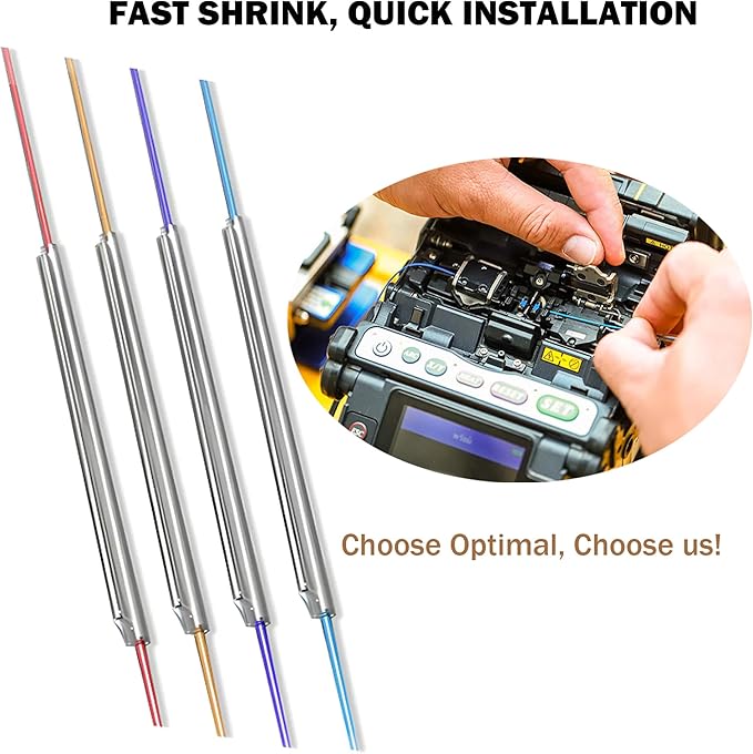 Premium Fiber Optic Fusion Splicing Sleeves Protector Adapter Heat Shrink Tube Clear 1000pcs Per Box 2.5mm Dia After Recovery, 40mm (L)