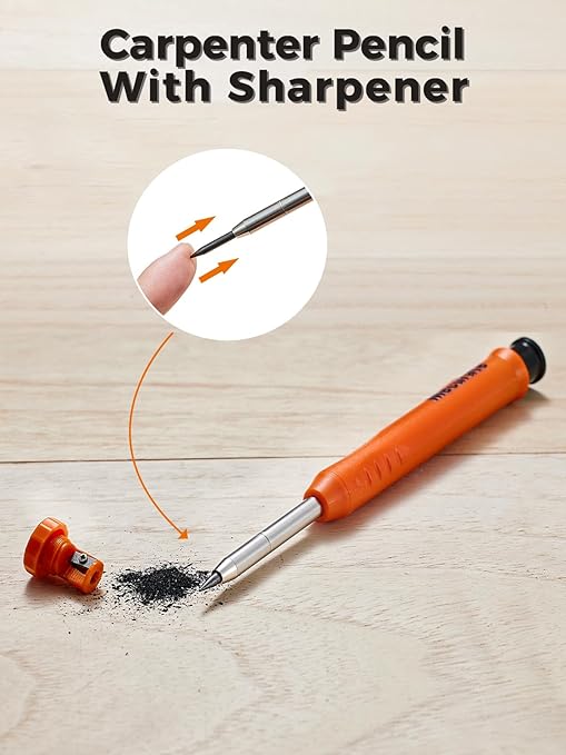 Mecurate 7-Inch Aluminum Alloy Rafter Square with 2-in-1 Carpentry Pencil - Durable Measuring and Marking Tool for Woodworking, Construction, and DIY Projects
