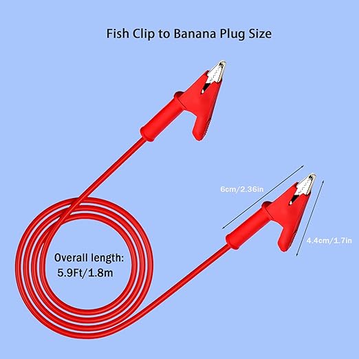 Short Alligator Clip Test Leads,Clip to Clip Insulator Test Leads,Short Alligator Clip to Short Alligator Clip Leads for Multimeters, Battery Testing,12AWG 5.9Ft 2PCS.