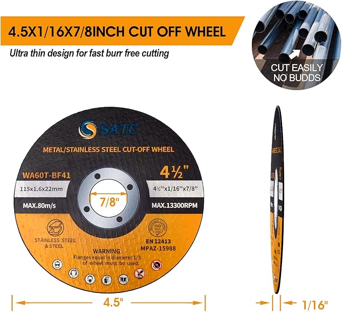 S SATC 25 PCS Cut Off Wheels 4 1/2 Inch Angle Grinder Cutting Wheel 4.5 x 1/16 x 7/8 inch Cutting Wheel Die Grinder Cutting Disc Fits Angle Grinder Air Tool