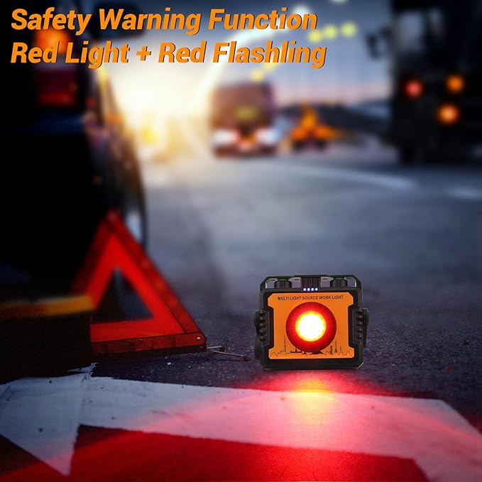 AdamStar Work Light, Magnetic LED Rechargeable Light with 7 Modes & 270°Rotatable, 1500LM Waterproof COB Portable Light with Hook for Emergency Car Repair, Grill, Outdoor Work, Camping (2 Pack)