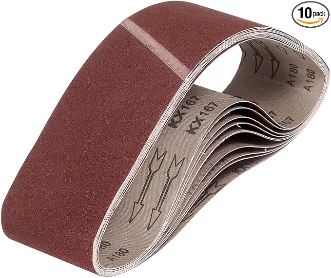 HARFINGTON 4 x 36 Inch Sanding Belts, 10 Pcs 180 Grits Aluminum Oxide Abrasive Belt Sander File Belt for Woodworking, Metal Polishing, Knife Sharpener