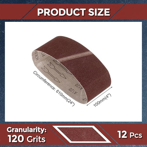 24 Pcs Sanding Belts 4 x 24 Inch 120 Grit Aluminum Oxide Abrasive Sandpaper for Belt Sander Metal Grinding Wood Working Weld Rust Removal