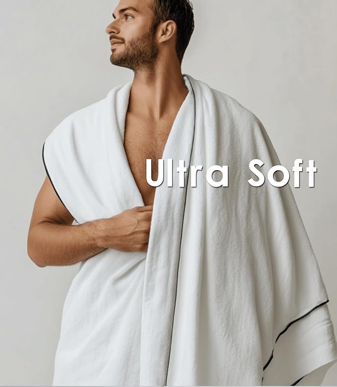 Magnetic Bath Towel, Outdoor Quick-Dry Sand-Resistant Beach Towel, 75"X35" Towel with Magnetic Closure, Super Absorbent Microfiber Towel for Travel,Swimming,Pool,Beach,Pool,Travel,Gym & Camping White
