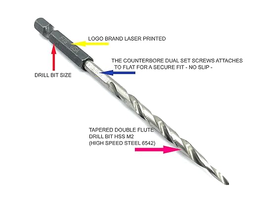 FTG USA Countersink Drill Bit for Wood with Tapered Drill Bit #8 (11/64")