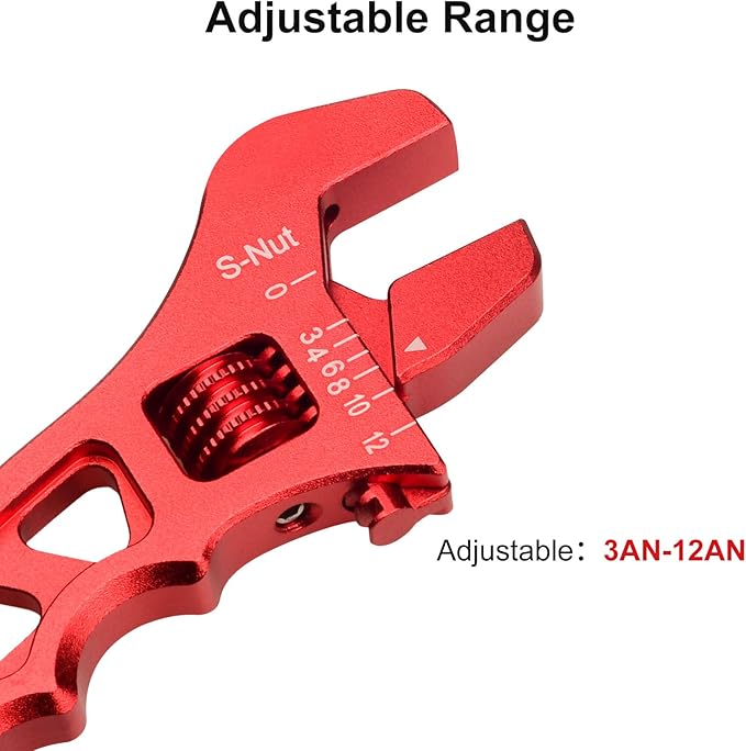 Adjustable 3AN-12AN Adjustable Wrench Spanner Lightweight for AN Hose Fitting Aluminum Red